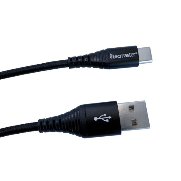 CABLE TECMASTER TIPO-C A USB-A QC 3.0 DE 2.5 MT, COLOR NEGRO