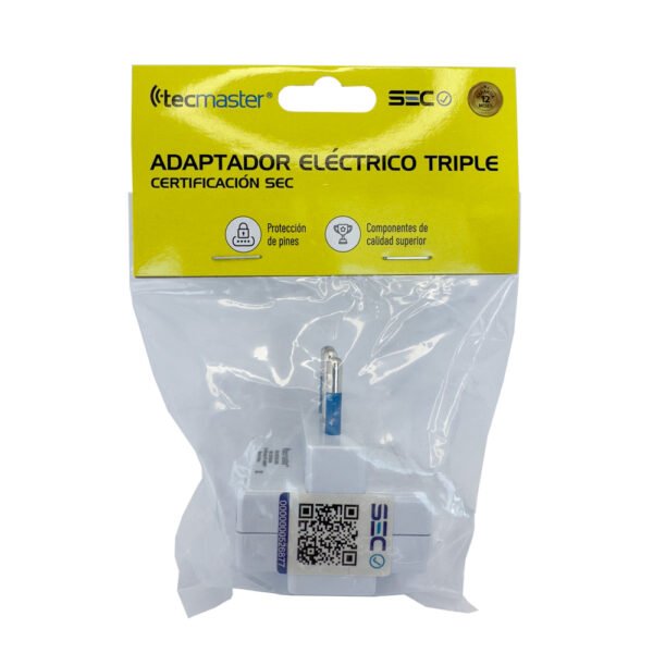 ADAPTADOR ELÉCTRICO TECMASTER TRIPLE + TIERRA, CERTIFICADO SEC - Imagen 3