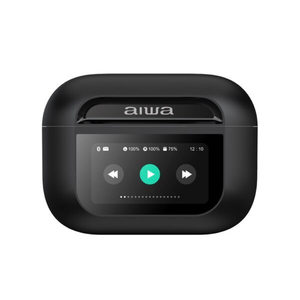 AUDÍFONO AIWA BT TWS PRO-CANCELACIÓN DE RUIDOS Y PANTALLA ACTIVA, NEGRO - Imagen 2